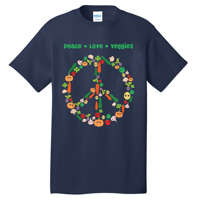 Kawaii Vegetables Peace Sign Funny Gift For Vegetarian Vegan Tall T-Shirt