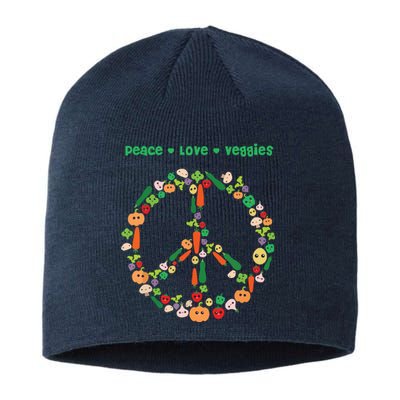 Kawaii Vegetables Peace Sign Funny Gift For Vegetarian Vegan Sustainable Beanie