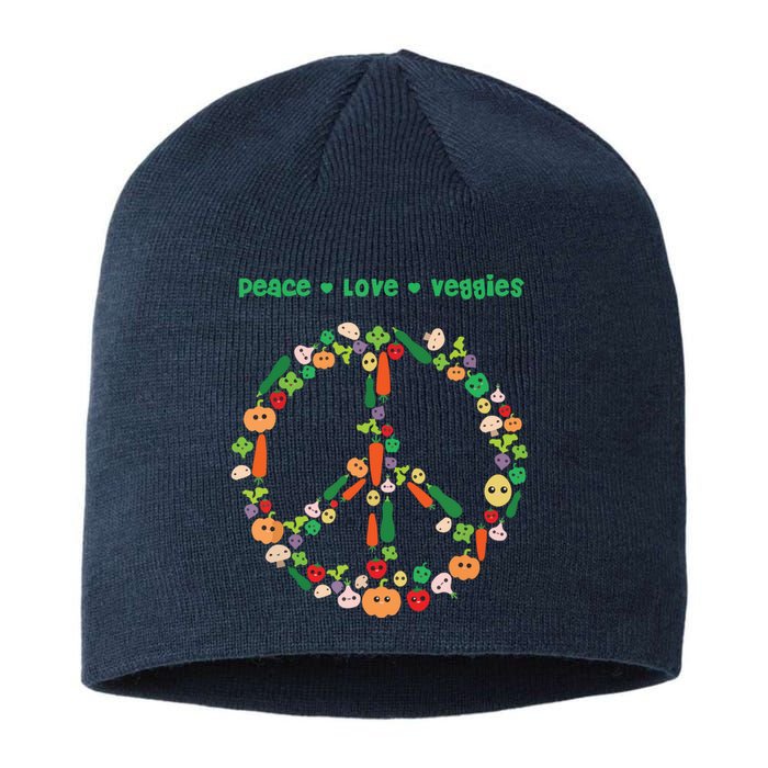 Kawaii Vegetables Peace Sign Funny Gift For Vegetarian Vegan Sustainable Beanie