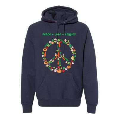 Kawaii Vegetables Peace Sign Funny Gift For Vegetarian Vegan Premium Hoodie