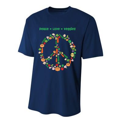 Kawaii Vegetables Peace Sign Funny Gift For Vegetarian Vegan Performance Sprint T-Shirt