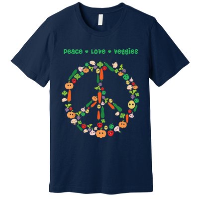 Kawaii Vegetables Peace Sign Funny Gift For Vegetarian Vegan Premium T-Shirt