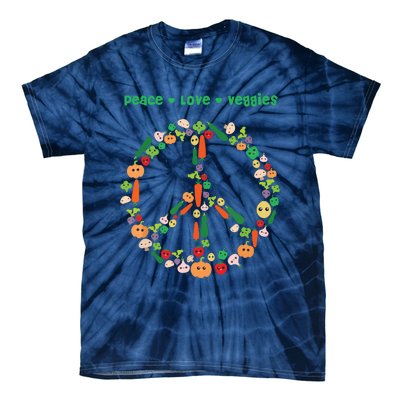 Kawaii Vegetables Peace Sign Funny Gift For Vegetarian Vegan Tie-Dye T-Shirt