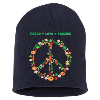 Kawaii Vegetables Peace Sign Funny Gift For Vegetarian Vegan Short Acrylic Beanie