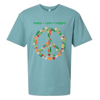 Kawaii Vegetables Peace Sign Funny Gift For Vegetarian Vegan Sueded Cloud Jersey T-Shirt