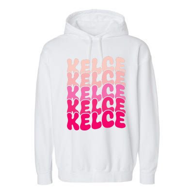 K.elce Vintage Personalized name I Love Kelce Garment-Dyed Fleece Hoodie