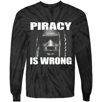 King Von Piracy Is Wrong Anti Piracy Funny Brainrot Meme Tie-Dye Long Sleeve Shirt