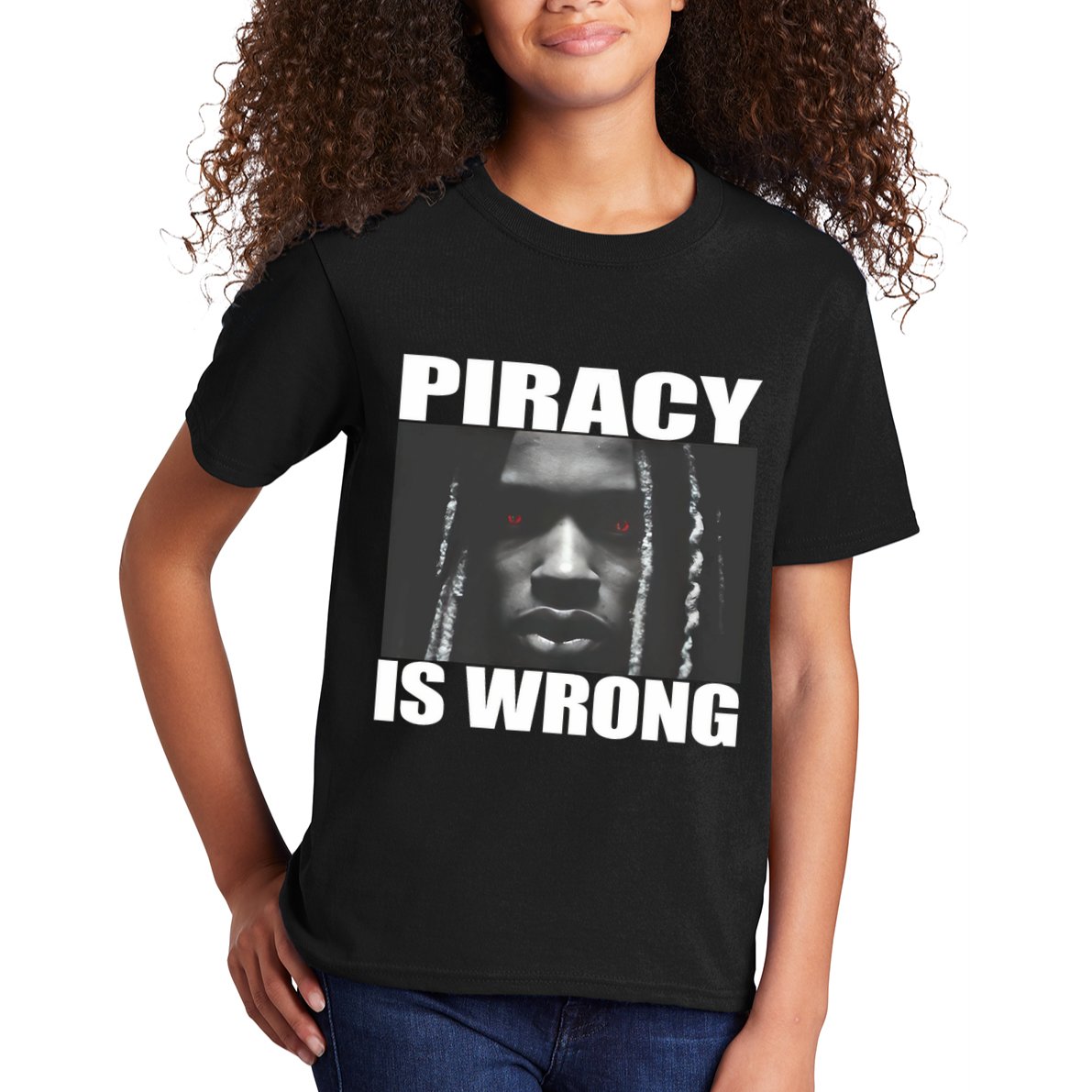 King Von Piracy Is Wrong Anti Piracy Funny Brainrot Meme Kids T-Shirt