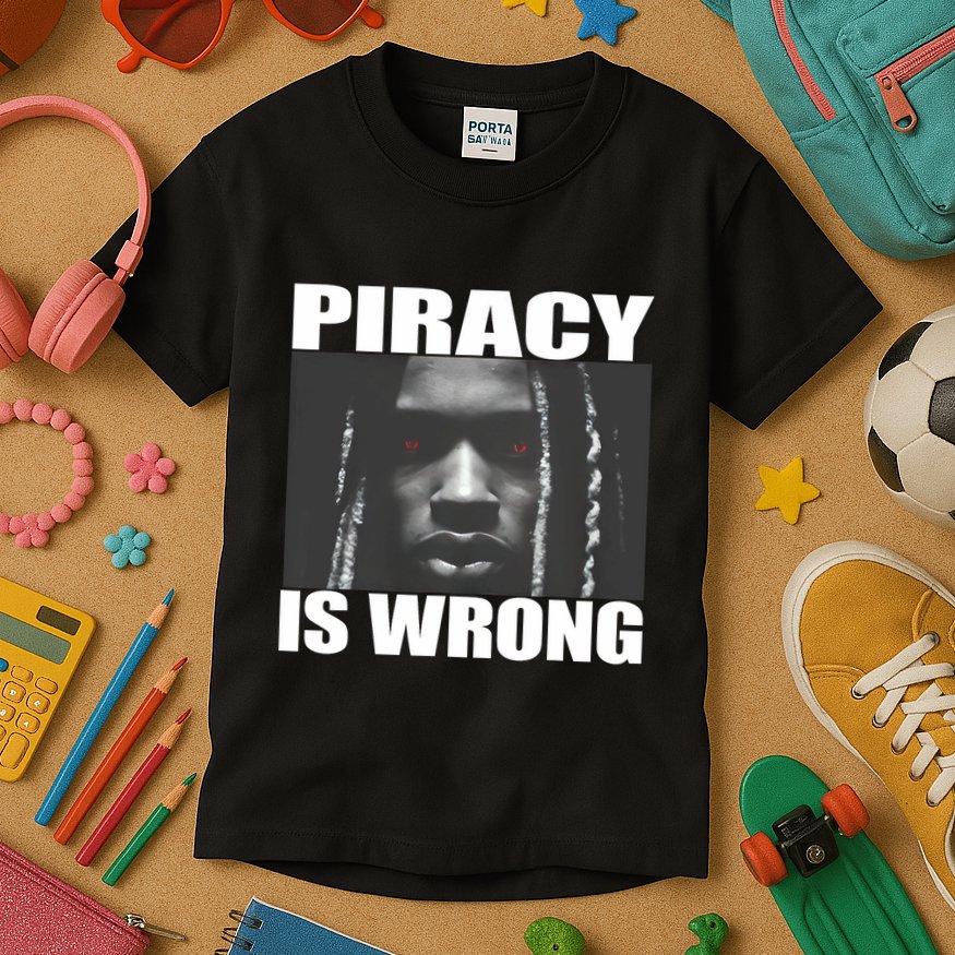 King Von Piracy Is Wrong Anti Piracy Funny Brainrot Meme Kids T-Shirt