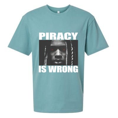 King Von Piracy Is Wrong Anti Piracy Funny Brainrot Meme Sueded Cloud Jersey T-Shirt