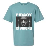 King Von Piracy Is Wrong Anti Piracy Funny Brainrot Meme Sueded Cloud Jersey T-Shirt