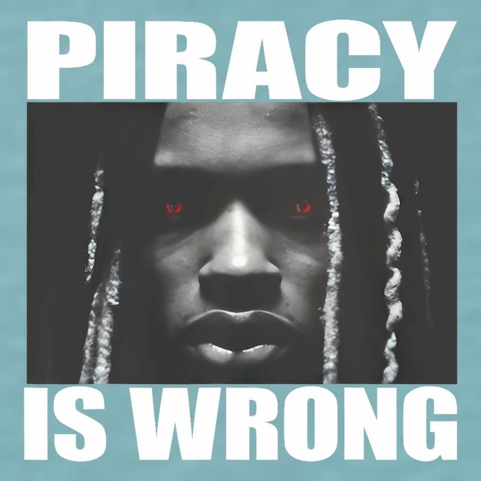 King Von Piracy Is Wrong Anti Piracy Funny Brainrot Meme Sueded Cloud Jersey T-Shirt