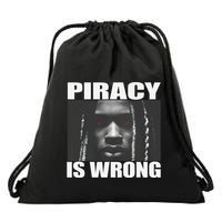 King Von Piracy Is Wrong Anti Piracy Funny Brainrot Meme Drawstring Bag