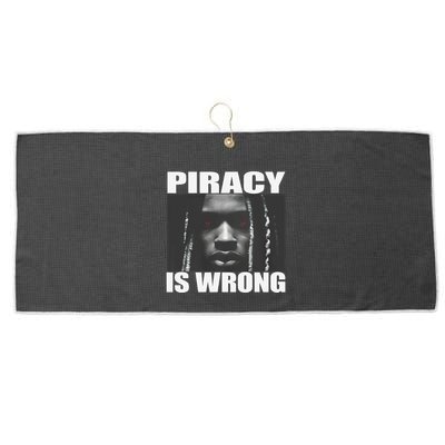 King Von Piracy Is Wrong Anti Piracy Funny Brainrot Meme Large Microfiber Waffle Golf Towel