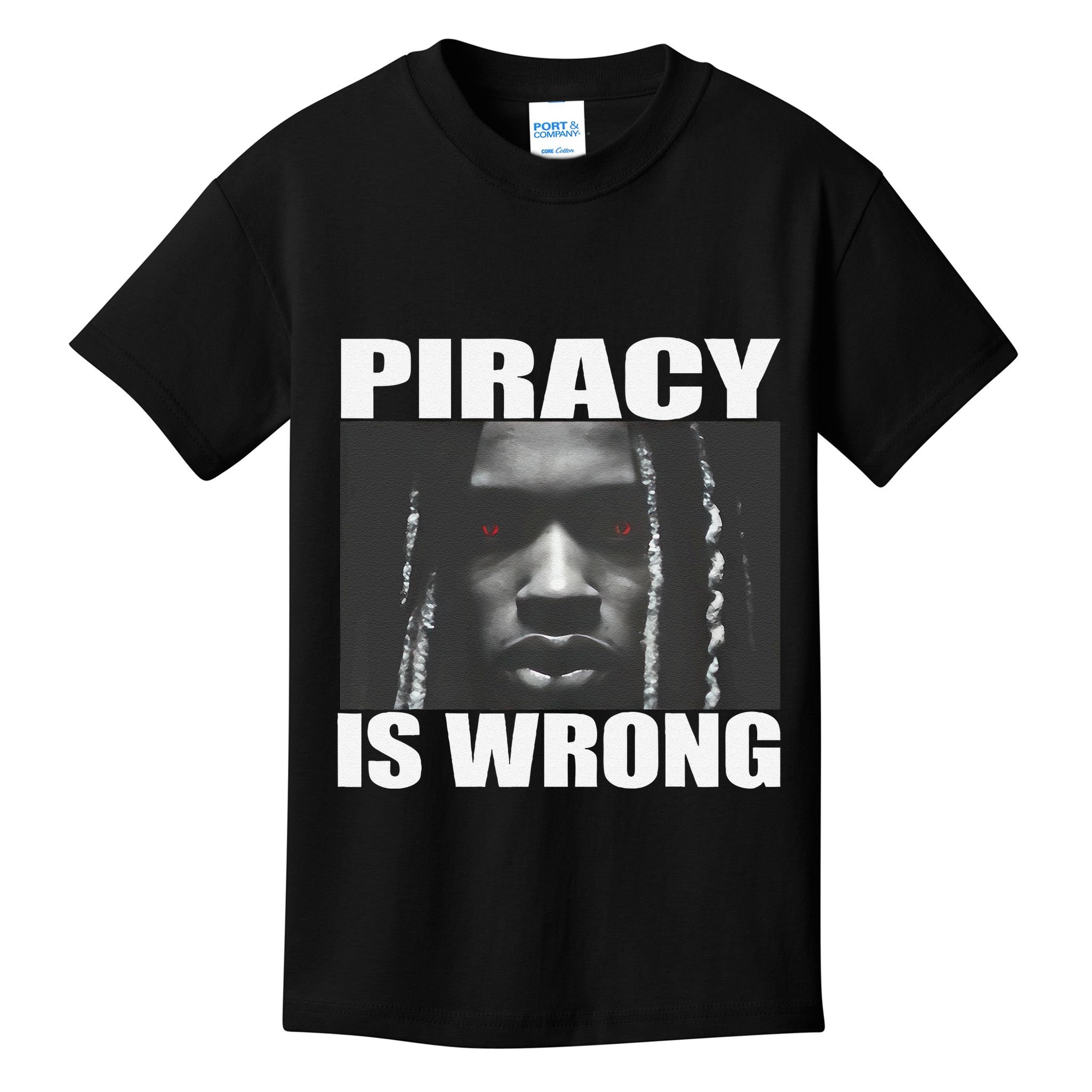 King Von Piracy Is Wrong Anti Piracy Funny Brainrot Meme Kids T-Shirt