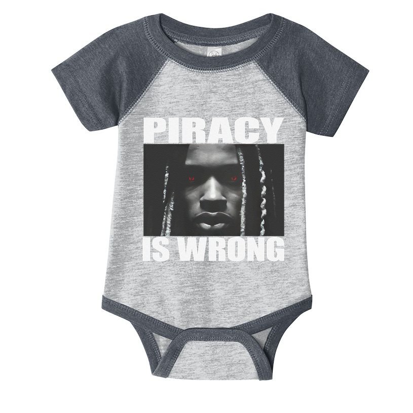 King Von Piracy Is Wrong Anti Piracy Funny Brainrot Meme Infant Baby Jersey Bodysuit