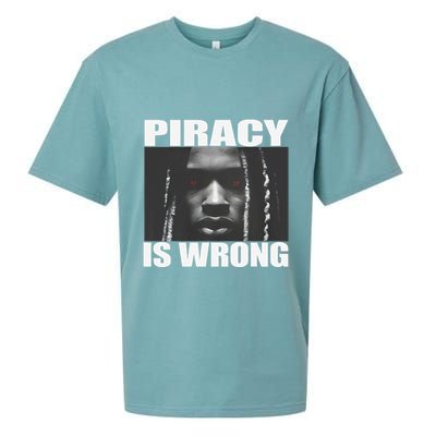 King Von Piracy Is Wrong Anti Piracy Funny Brainrot Meme Sueded Cloud Jersey T-Shirt