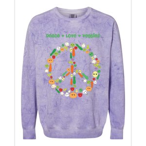 Kawaii Vegetables Peace Sign Funny Gift For Vegetarian Vegan Colorblast Crewneck Sweatshirt