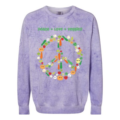 Kawaii Vegetables Peace Sign Funny Gift For Vegetarian Vegan Colorblast Crewneck Sweatshirt