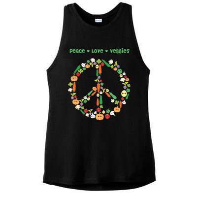 Kawaii Vegetables Peace Sign Funny Gift For Vegetarian Vegan Ladies PosiCharge Tri-Blend Wicking Tank