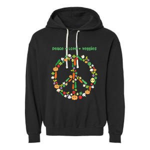 Kawaii Vegetables Peace Sign Funny Gift For Vegetarian Vegan Garment-Dyed Fleece Hoodie