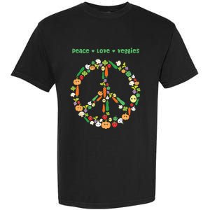 Kawaii Vegetables Peace Sign Funny Gift For Vegetarian Vegan Garment-Dyed Heavyweight T-Shirt