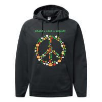 Kawaii Vegetables Peace Sign Funny Gift For Vegetarian Vegan Performance Fleece Hoodie