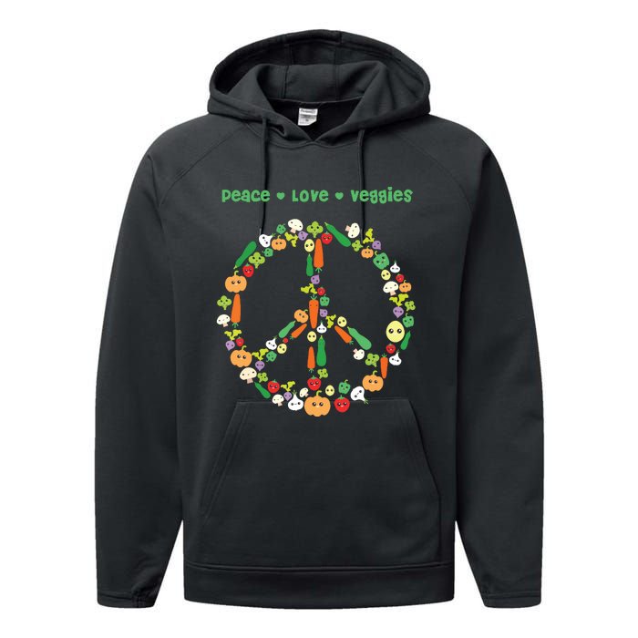 Kawaii Vegetables Peace Sign Funny Gift For Vegetarian Vegan Performance Fleece Hoodie