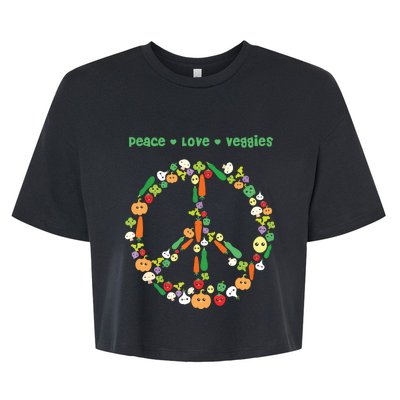 Kawaii Vegetables Peace Sign Funny Gift For Vegetarian Vegan Bella+Canvas Jersey Crop Tee