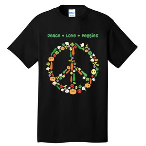 Kawaii Vegetables Peace Sign Funny Gift For Vegetarian Vegan Tall T-Shirt