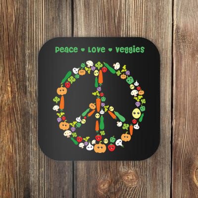 Kawaii Vegetables Peace Sign Funny Gift For Vegetarian Vegan Coaster