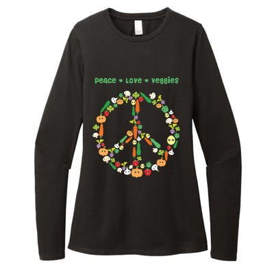 Kawaii Vegetables Peace Sign Funny Gift For Vegetarian Vegan Womens CVC Long Sleeve Shirt