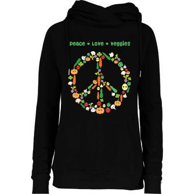 Kawaii Vegetables Peace Sign Funny Gift For Vegetarian Vegan Womens Funnel Neck Pullover Hood