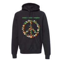 Kawaii Vegetables Peace Sign Funny Gift For Vegetarian Vegan Premium Hoodie