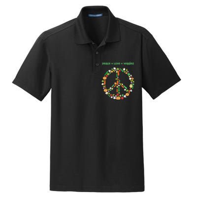 Kawaii Vegetables Peace Sign Funny Gift For Vegetarian Vegan Dry Zone Grid Polo