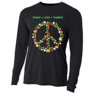 Kawaii Vegetables Peace Sign Funny Gift For Vegetarian Vegan Cooling Performance Long Sleeve Crew