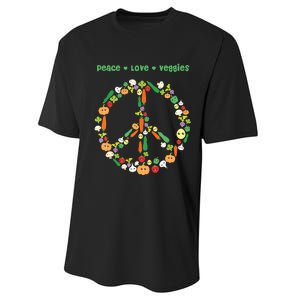 Kawaii Vegetables Peace Sign Funny Gift For Vegetarian Vegan Performance Sprint T-Shirt