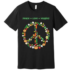 Kawaii Vegetables Peace Sign Funny Gift For Vegetarian Vegan Premium T-Shirt