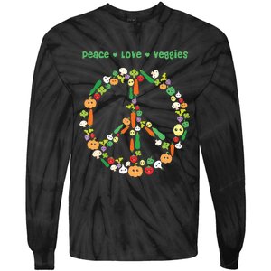 Kawaii Vegetables Peace Sign Funny Gift For Vegetarian Vegan Tie-Dye Long Sleeve Shirt