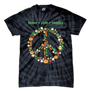 Kawaii Vegetables Peace Sign Funny Gift For Vegetarian Vegan Tie-Dye T-Shirt