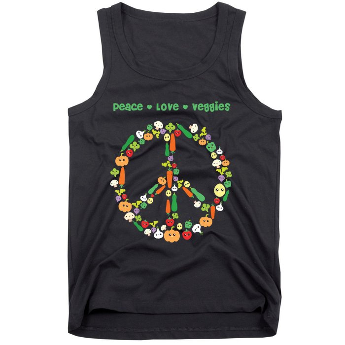 Kawaii Vegetables Peace Sign Funny Gift For Vegetarian Vegan Tank Top