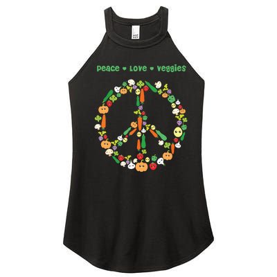 Kawaii Vegetables Peace Sign Funny Gift For Vegetarian Vegan Women’s Perfect Tri Rocker Tank