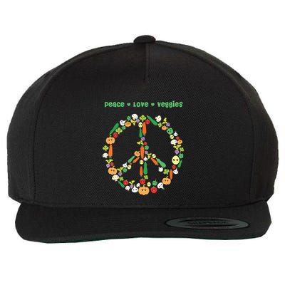 Kawaii Vegetables Peace Sign Funny Gift For Vegetarian Vegan Wool Snapback Cap