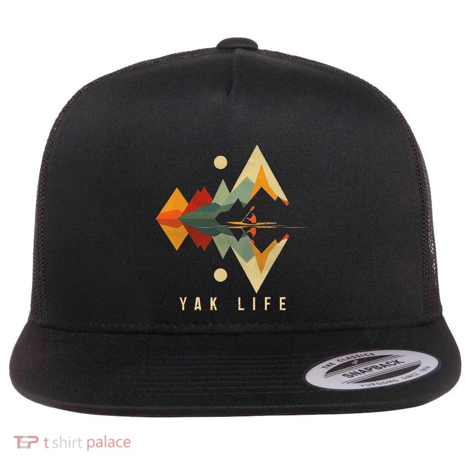 Kayak Vintage Retro Mountains Canoe Kayak Kayak Kayak Flatbill Hat