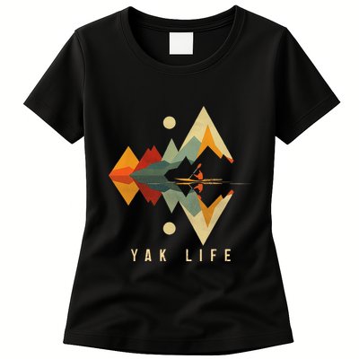 Kayak Vintage Retro Mountains Canoe Kayak Kayak Kayak Womens T-Shirt