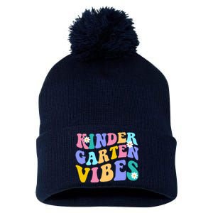 Kindergarten Vibes Retro Colorful Pom Pom 12in Knit Beanie