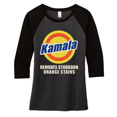 Kamala Vote Remove Stubborn Orange Stains Harris Funny Vote Women's Tri-Blend 3/4-Sleeve Raglan Shirt