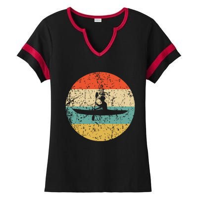 Kayaking Vintage Retro Kayak Ladies Halftime Notch Neck Tee