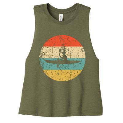 Kayaking Vintage Retro Kayak Women's Racerback Cropped Tank