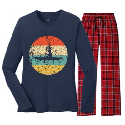 Kayaking Vintage Retro Kayak Women's Long Sleeve Flannel Pajama Set 